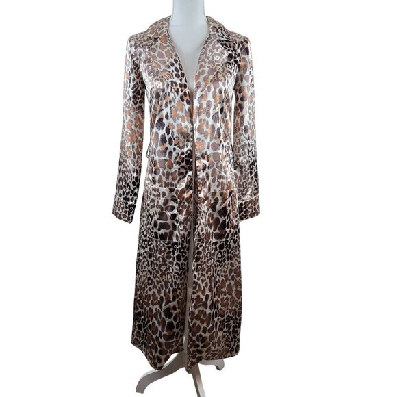 L'Academie Satin Robe XS Animal Print Pockets Kimono *Missing Belt Mobwife - Picture 1 of 11